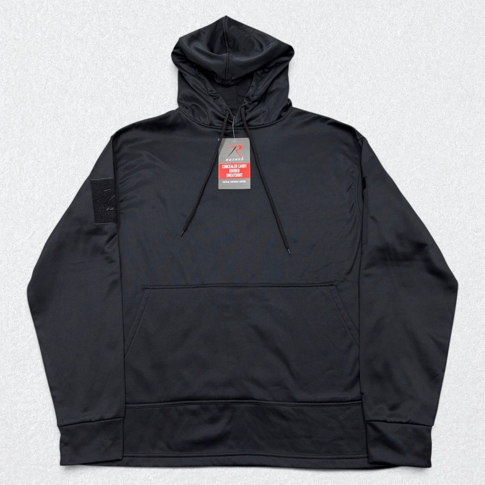 Rothco Hoodie Mens Large Black Concealed Carry Pullover Sweatshirt Tactical NWT